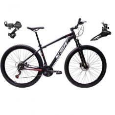Bicicleta Aro 29 Ksw Xlt Alumínio 24v Câmbios Shimano Garfo Suspensão - Preto/vermelho/branco Tam.21