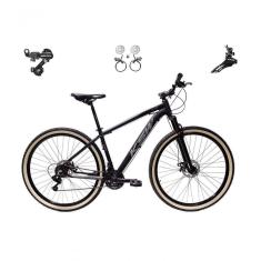 Bicicleta Aro 29 Ksw Xlt 24v K7 Câmbios Shimano Freio Hidráulico Garfo Trava Pneu Faixa - Preto/prata Tam.21