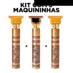 Kit com 3 Maquininhas Dragon Retro Ultra Afiado Barba Profissional - R