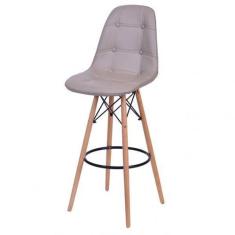 Banqueta Estofada Base Madeira - OR Design