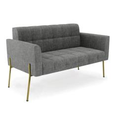 Sofá Namoradeira 2 Lugares Base Pé De Ferro Dourado Elisa Linho D03 - 