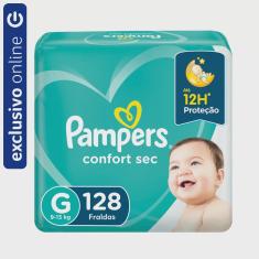 Fralda pampers confort sec jumbo G 128 unidades