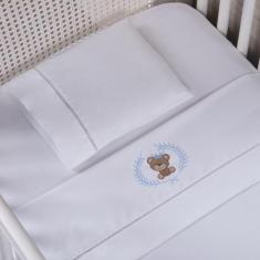 Jogo de Lençol Berço 3 Peças com Elástico Bordado Ponto Palito  Várias