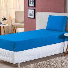 Jogo De Lençol Solteiro Malha 100% Algodão 2 Peças Cor Azul Turquesa -