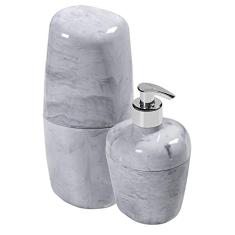 Kit Acessório Banheiro Astra Com 2 Peças Branco Marmorizado