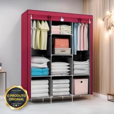 Guarda Roupa Dobrável Organizador De Roupa Vinho 88130b - DecoTeam