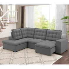 Sofá de Canto Retrátil e Reclinável 5 Lugares 310cm Belluno - Arte Cúb