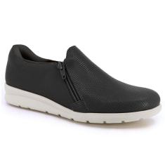 Tênis Casual Feminino Zíper Preto Usaflex MM1801-Feminino