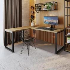 Escrivaninha Mesa Escritório em L Yon Presidente 190x70x75 190cm Indus