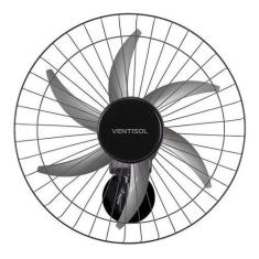 Ventilador De Parede Steel Bivolt 6 Pás 50cm Ventisol, Preto, Bivolt