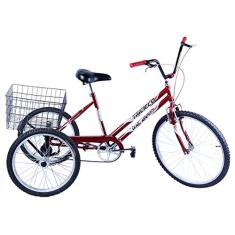 Bicicleta Triciclo Aro 26 Adulto Vermelho