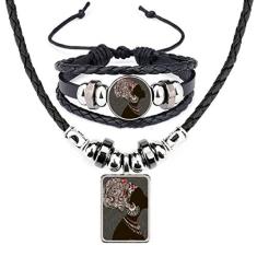 Conjunto de joias feminino africano preto aborígene couro colar pulseira colar