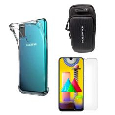 Capinha Capa Antiqueda E Capa De Braço Porta Celular + Película Vidro Compatível Samsung Galaxy M31