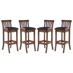 Kit 4 Banquetas Alta Estofada Anthurium 36 x 100 Cm Madeira Maciça Imbuia Facto Impermeável Marrom L74 - RMI