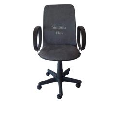 Cadeira diretor giratória - braço fixo - mecanismo relax- tecido suede cinza