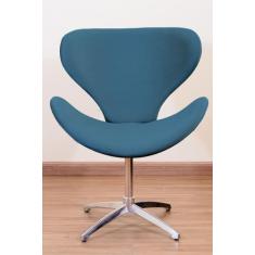 Poltrona Decorativa Swan Pé Giratório de Alumínio - Squadra Decor, Azu