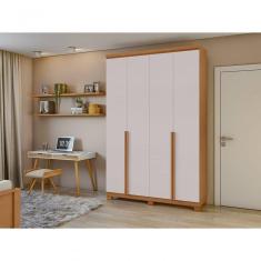 Guarda-roupas 4 Portas 2 Gavetas 100% Mdf Alonzo Sem Espelho E Com Pés - Lopas Amendoa Clean/off White