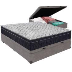 Cama Box Baú e Colchão Airtech 150 Espuma D45 Casal Ortobom
