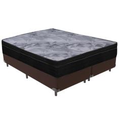 Cama Box Marrom e Colchão Airtech Pampa Molas ensacadas Queen Ortobom