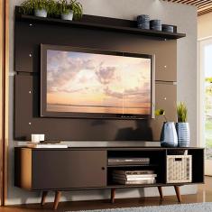 Rack Madesa Dubai e Painel para TV até 65 Polegadas com Pés - Preto/Rustic