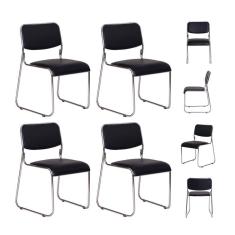 Kit 4 Cadeiras Escritório Interlocutor Dakar Preta Base Fixa