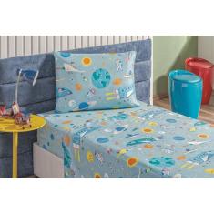 Lençol Infantil Menino Bouti 03 Peças 200 Fios Astronauta