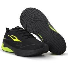 Tênis Esportivo Casual Com Cadarço Flex Action LIgShoes, 35, Preto, Ve