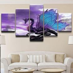 Quadro Decorativos Dragão com 5 peças 130x65 1