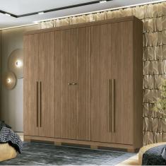 Guarda Roupa Casal Ripado 6 Portas 4 Gavetas com Pés Antony Jatoba