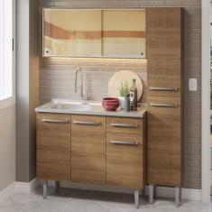 Armário de Cozinha Compacta 137cm com Pia Rustic Emilly Madesa 08