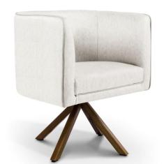 Poltrona Decorativa Giratória Base Giromad Betina D02 Linho Creme A-48