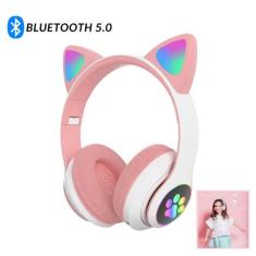 Fone de Ouvido Gatinho Orelha Infantil LED para Meninas Sem Fio - FSS 