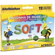 Massa Modelar Soft 180g 12 Cores Acrilex, Unico