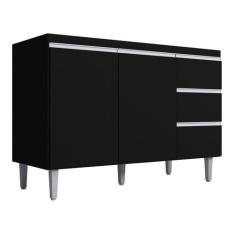 Balcão Gabinete Andreia Sem Tampo 120cm 2 Portas 3 Gavetas Cinza Fosco