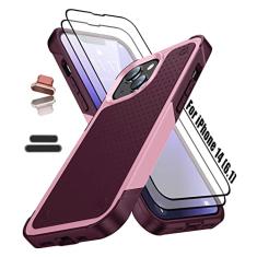 ymxdmd Capa resistente para Apple iPhone 14 de 6,1 polegadas, 4 cantos com airbags [proteção contra quedas de 3,6 metros], antiderrapante, texturizada, amortecedor, suporte, carregamento sem fio, capa