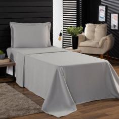 Jogo de Cama Solteiro Percal 400 Fios 03 Pçs Com Aba Americana, Antiác