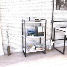 Estante de Livros Industrial Aço 60CMX104CM 3 Prateleiras Kuadra Branc