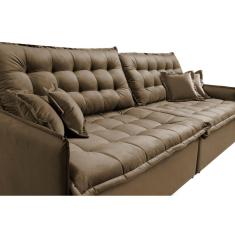 Sofá Sem Caixa Retrátil Reclinável 2,95m Cama inBox Versátil. com Pillow Top e Molas Velusoft