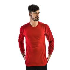 Camiseta Manga Longa Vermelha 100% Algodão Di Nuevo