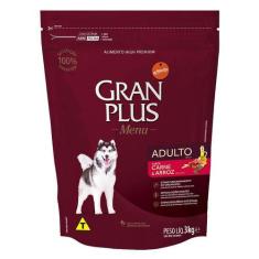 Ração Granplus Menu Carne E Arroz Para Cães Adultos - 3 Kg