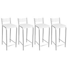 Kit 4 Banqueta de Cozinha Gênova 1B705CR 4 Un Cromado/Courano Branco - Kappesberg
