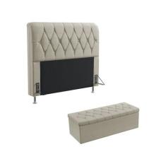 Kit Cabeceira Estofada Sirius 160 Para Cama Queen e Calçadeira Sagitar