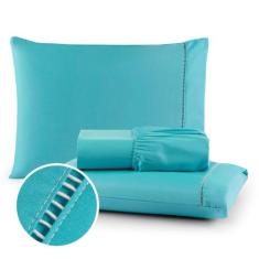 Jogo Lençol Solteiro 3 Pç 100% Algodão 150 Fios Ponto Palito Percal Ve