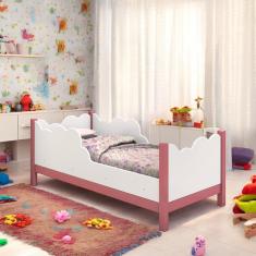 Cama Juvenil em Nuvem Cristal Branca e Rosa