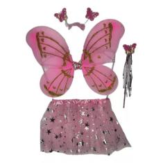 Kit Fantasia Infantil Fada Tiara,asa, Varinha ,saia 2/9 Anos - SGB Mod