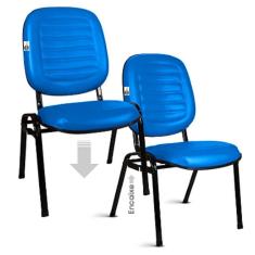 02 Cadeiras Empilhável para Igrejas Evangélicas Linha Holy Azul