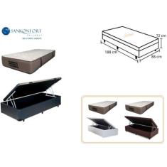 Conjunto Cama Box Baú Solteiro + Colchão Molas Ensacadas Sankonfort Tr