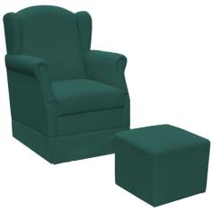 Poltrona de Amamentação com Balanço e Puff Elisa P02 Suede - Lyam Deco