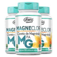 Kit 3 Cloreto De Magnésio P.A Magneclor Unilife 120 Cápsulas