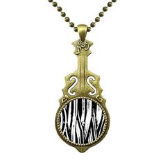 DIYthinker Colar de textura de linha vertical com pincel, joia antiga com pingente de música de guitarra